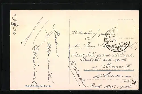 AK Unterwasser, Panorama mit Säntis und Schafberg