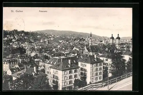 AK St. Gallen, Panorama, Wohnhäuser