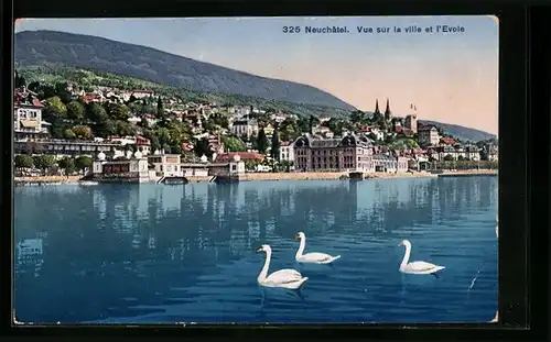 AK Neuchâtel, vue sur la ville et l`Evole