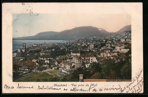 AK Neuchâtel, vue prise du Mail