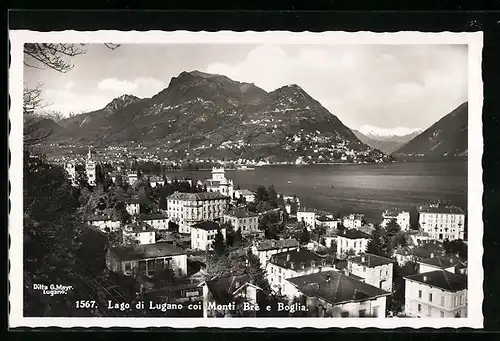 AK Lugano /Lago di Lugano, Panorama coi Monti Brè e Boglia