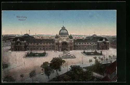 AK Nürnberg, Bahnhof mit Denkmal