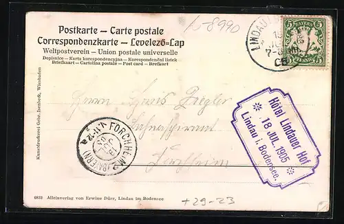 Relief-AK Lindau i.B., Hafenpartie mit dem alten Leuchtthurm