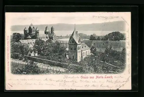 Relief-AK Maria Laach, Ortspartie mit Kirche