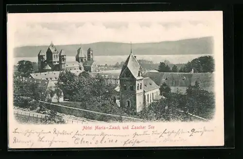 Relief-AK Maria-Laach, Ortspartie mit Kirche und Laacher See