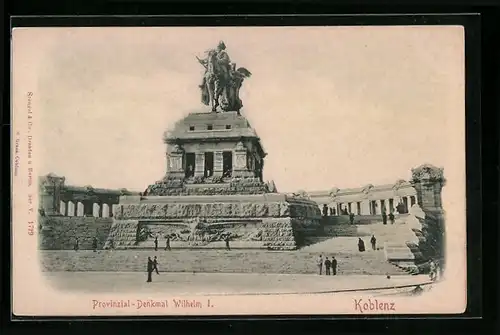 Relief-AK Koblenz, Provinzial-Denkmal Wilhelm I.