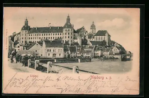 Relief-AK Neuburg a. D., Blick auf das Schloss