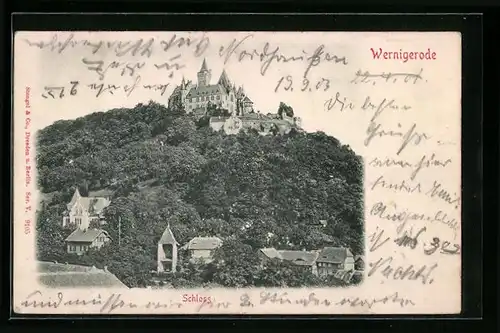 Relief-AK Wernigerode, Blick auf das Schloss