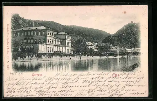 Relief-AK Ems, Blick auf das Kurhaus