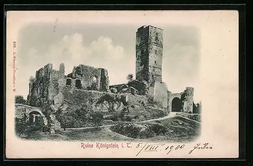 Relief-AK Königstein i. T., Blick auf die Ruine