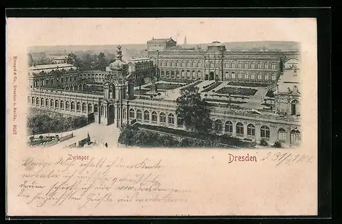 Relief-AK Dresden, Ansicht Zwinger