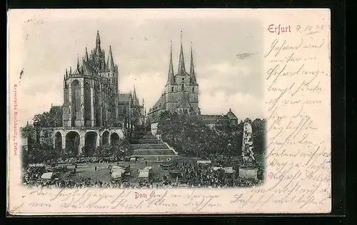 Relief-AK Erfurt, Blick auf den Dom