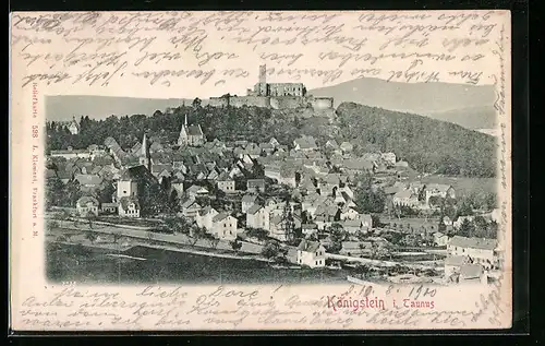 Relief-AK Königstein i. Taunus, Ortsansicht aus der Vogelschau