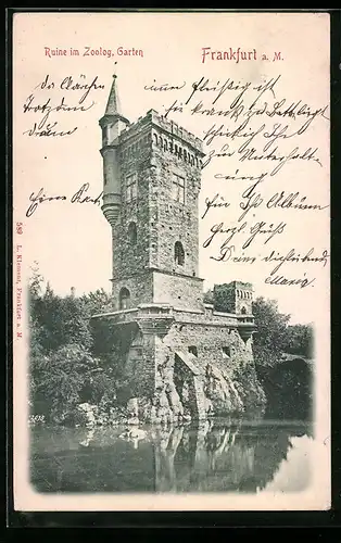 Relief-AK Frankfurt a. M., Ruine im Zoolog. Garten