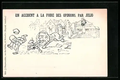 Künstler-AK Un Accident a la Foire des Opinions Par Julio