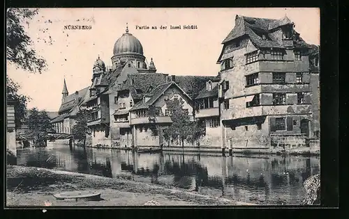 AK Nürnberg, Partie an der Insel Schütt und Synagoge