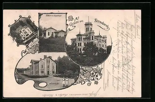 AK Strassberg, Verwaltung, Sallet-le u. Kegelbahn, Gasthaus