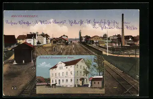 AK Meckenbeuren, Bahnhof-Restauration Baur.