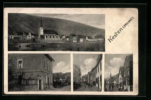 AK Kesten /Mosel, Ortspartie mit Kirche