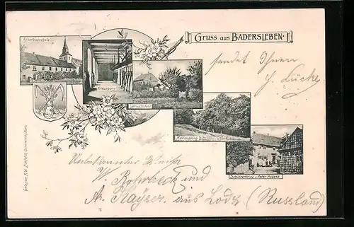 AK Badersleben, Ackerbauschule, Versuchsfeld, Gasthaus Schützenkrug v. Peter Pudenz