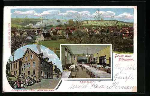 AK Bilfingen, Gasthaus zum Adler, Innenansicht Adler-Saal, Teilansicht