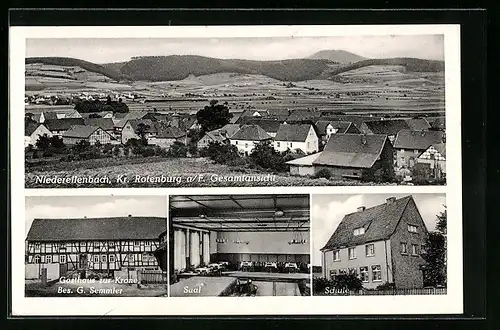 AK Niederellenbach /Kr. Rotenburg, Gasthaus zur Krone, Innenansicht Saal, Schule