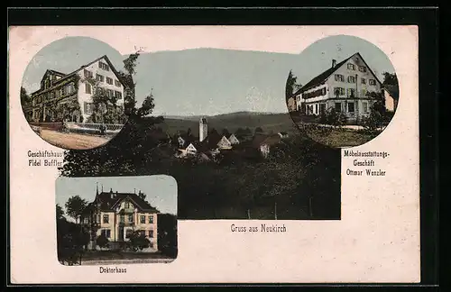 AK Neukirch, Geschäftshaus Fidel Buffler, Möbelausstattungs-Geschäft Ottmar Wenzler, Doktorhaus