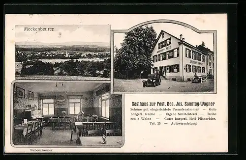 AK Meckenbeuren, Gesamtansicht mit Umgebung, Gasthaus-Pension zur Post Jos. Sonntag