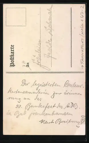 AK Frankfurt a. M., Freiheit, Ehre, Vaterland!, Studentenwappen der Rheno-Cheruscia