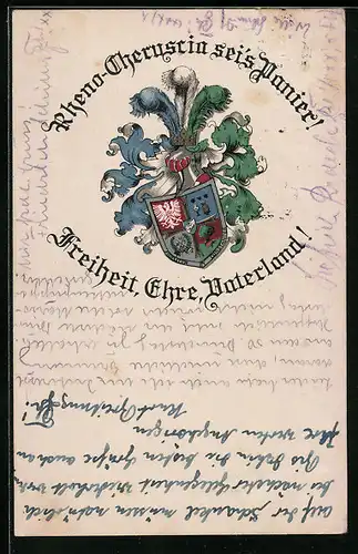 AK Frankfurt a. M., Freiheit, Ehre, Vaterland!, Wappen der Rheno-Cheruscia