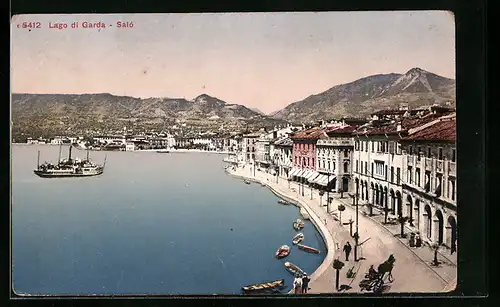 AK Saló, Die Uferpromenade aus der Vogelschau