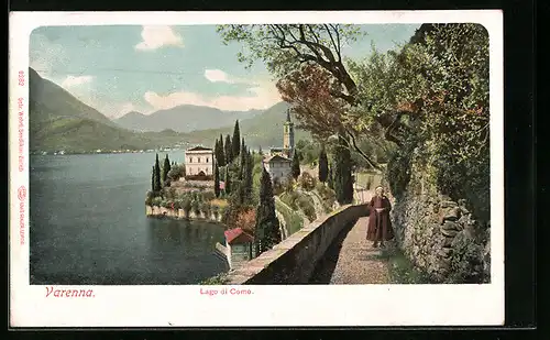 AK Varenna, Nonne beim Spaziergang am Lago di Como