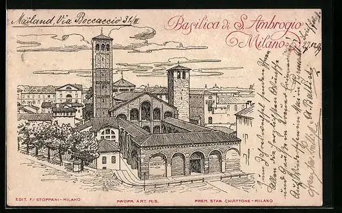 Künstler-AK Milano, Basilica di S. Ambrogio