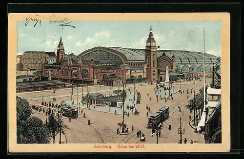 AK Hamburg-St.Georg, Hauptbahnhof aus der Vogelschau