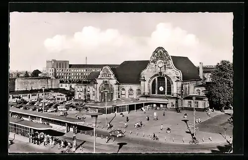 AK Mönchengladbach, Hauptbahnhof aus der Vogelschau