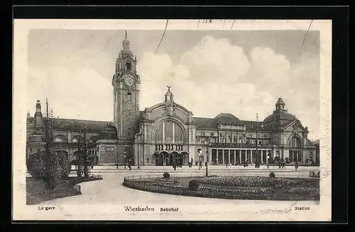 AK Wiesbaden, Ansicht vom Bahnhof