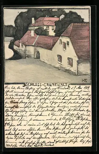 Künstler-AK Grunewald, Blick auf das Schloss