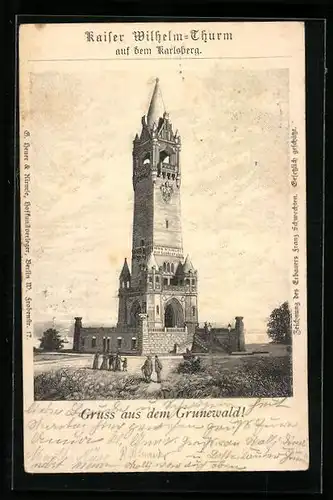 Lithographie Grunewald, Kaiser Wilhelm-Thurm