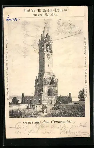 Lithographie Grunewald, Kaiser Wilhelm-Thurm