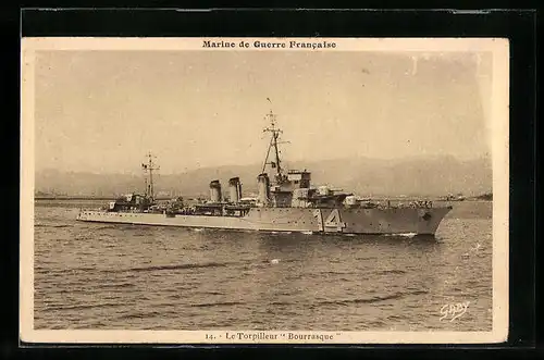 AK Marine de Guerre Francaise, Le Torpilleur Bourrasque