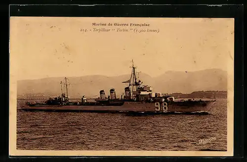 AK Marine de Guerre Francaise, Torpilleur Forbin
