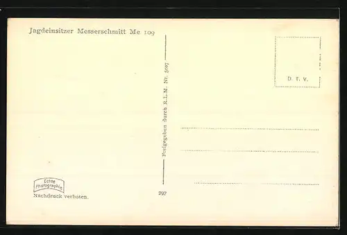 AK Jagdeinsitzer Messerschmitt Me /Bf 109