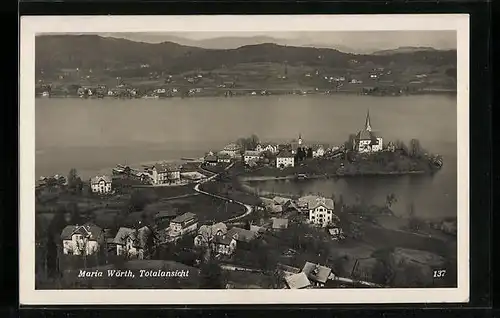AK Maria Wörth, Totale aus der Luft gesehen