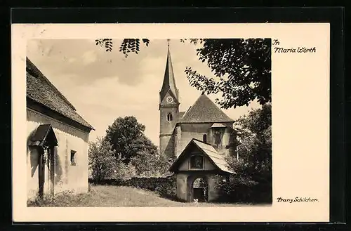 AK Maria Wörth, Partie bei der Kirche