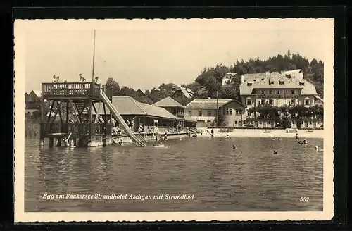 AK Egg am Faakersee, Strandhotel Aschgan mit Strandbad