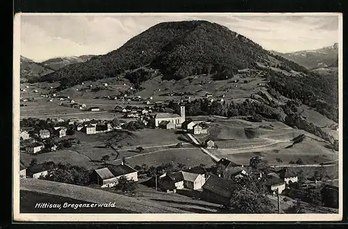 AK Hittisau, Panorama vom Berg aus gesehen