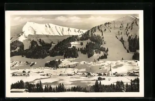 AK Riezlern, Panorama mit Fellhorn im Winter