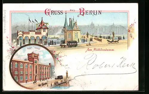 Lithographie Berlin, Am Mühlendamm, Sparkasse