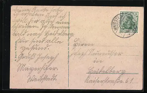 AK Waibstadt, Ortspartie mit Kirche