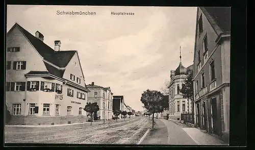 AK Schwabmünchen, Hauptstrasse mit Gasthof